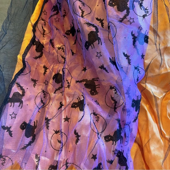 Girls Witch Halloween Costume with Light Up Dress Hat with Broom Size Medium - Picture 4 of 12